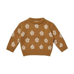 Floral Patterned Brown Sweater